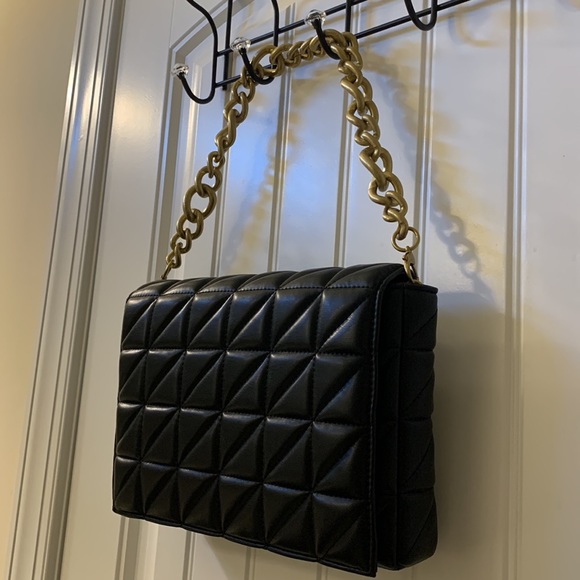 Zara Black Quilt Leather Bag - Picture 5 of 10